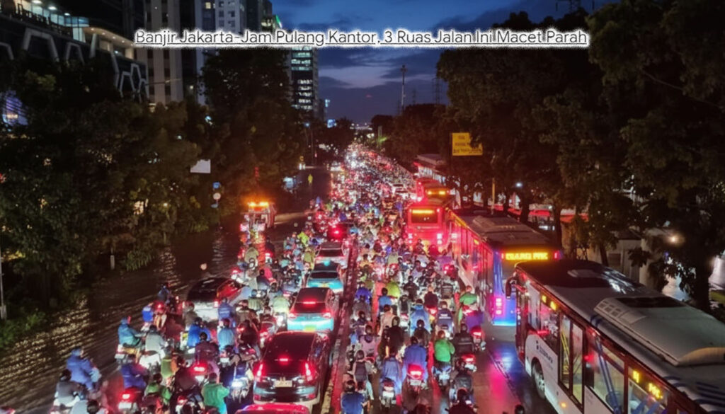 Banjir Jakarta Jam Pulang Kantor, 3 Ruas Jalan Ini Macet Parah