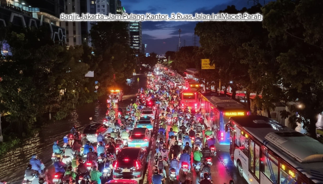 Banjir Jakarta Jam Pulang Kantor, 3 Ruas Jalan Ini Macet Parah