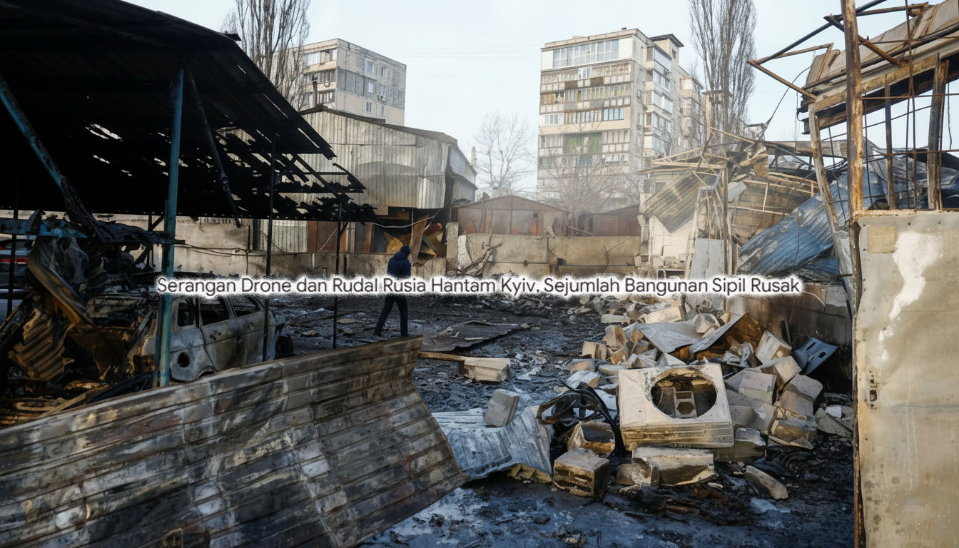 Gelombang Drone dan Rudal Rusia Hantam Kyiv, Infrastruktur Sipil Rusak dan Jutaan Warga Membeku