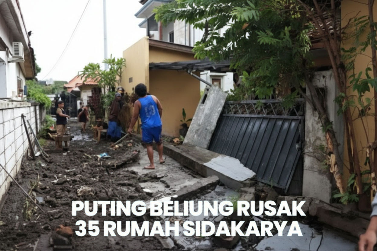 Puting Beliung Terjang Denpasar, Atap Berterbangan dan Tempat Ibadah Rusak