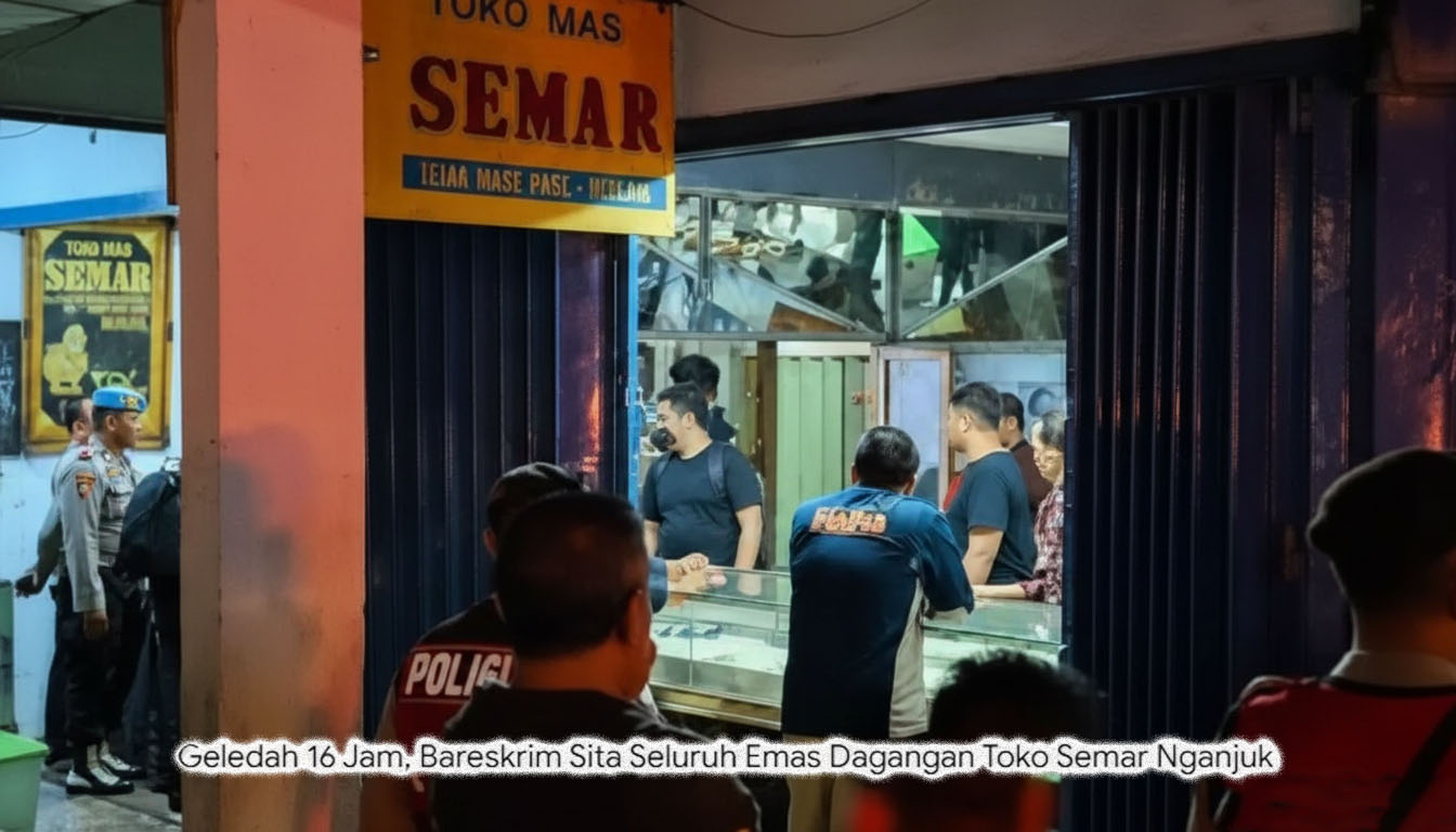 Geledah 16 Jam, Bareskrim Sita Seluruh Emas Dagangan Toko Semar Nganjuk