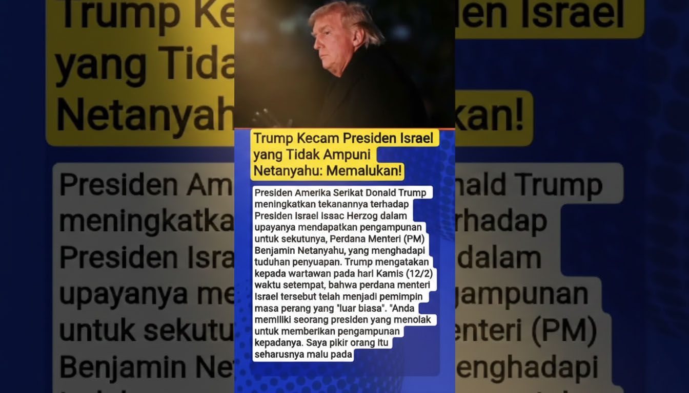 Trump Hajar Presiden Israel yang Tak Ampuninya Netanyahu, Hubungan Sekutu Memanas
