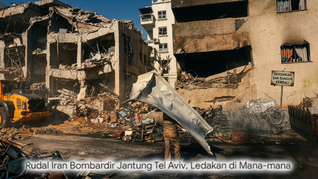 Ratusan Rudal Iran Bombardir Jantung Tel Aviv, Ledakan di Mana-mana, Bunker Bawah Tanah Hancur Lebur!